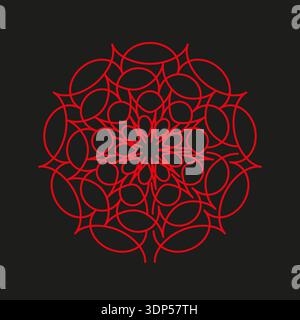 Red mandala circle. Celtic knot pattern. Round ornament Vector. Geometric line art. Stock Vector