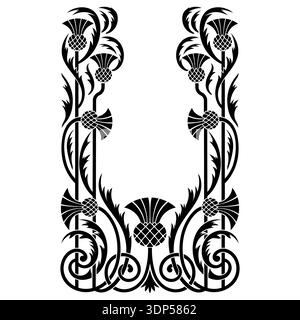 Floral design. Floral frame made of flowers and leaves of thistle Stock Vector