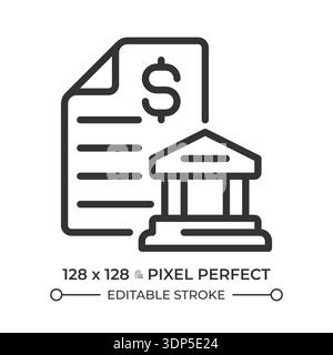 Bank reconciliation pixel perfect line icon Stock Vector