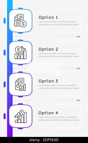 Financial reporting blue gradient square infographic 4 steps Stock Vector