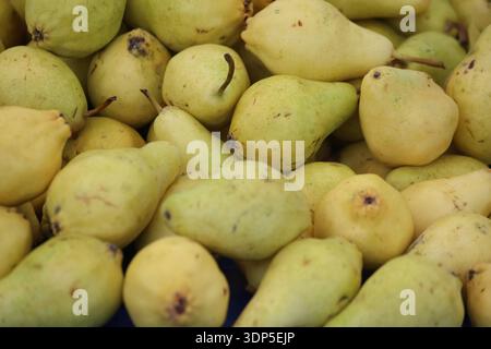 close up of pears in the market Stock Photo