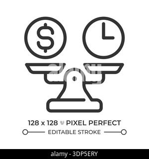 Break even point pixel perfect line icon Stock Vector