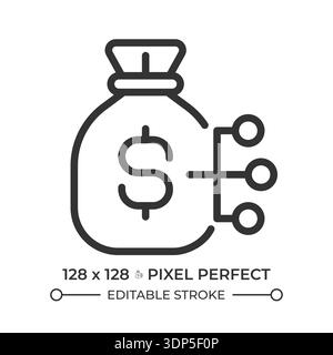 Cost structure pixel perfect line icon Stock Vector