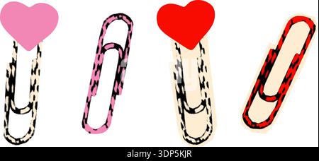 Paper clips set halftone collage vector illustration Stock Vector
