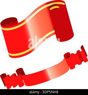 Collect Scroll Paper and Ribbon, template for design Stock Vector