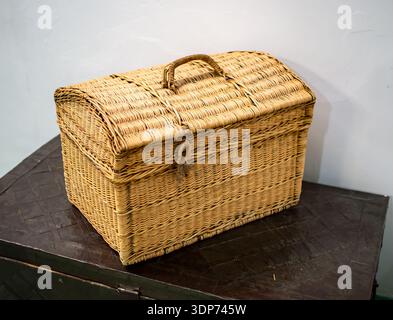 Wicker chest. Element of peasant life of the 18th century Stock Photo