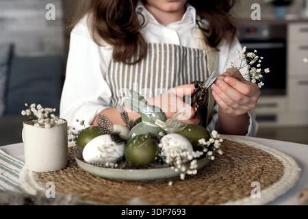 Easter preparation: creating a festive eco-friendly centerpiece Stock Photo