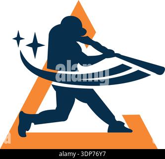 Baseball player split name monogram on white background. Isolated illustration Stock Vector