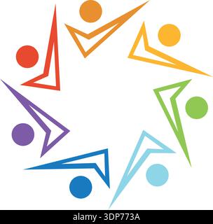 Colorful People together Sign, Symbol, Art, Logo isolated on white Stock Vector