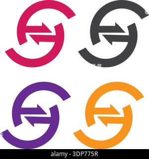 initial letter logo ee, e inside e rounded lowercase red flat Stock Vector