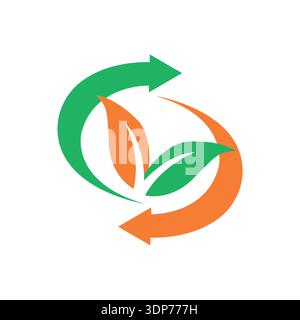 Organic natural and letter O logo design vector arrow leaf logo design Stock Vector