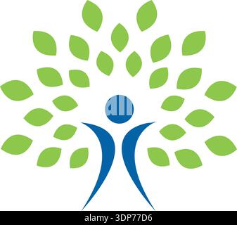 organic people logo people logo tree logo vector logo template. healthy person people tree eco and bio icon human character icon nature care symbol Stock Vector