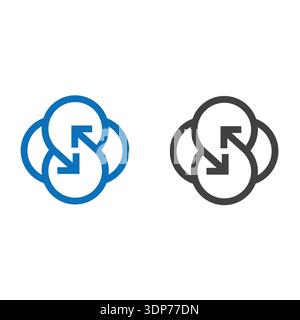 Interaction. Logo template of interlaced arrows for websites, applications and logos. The concept of teamwork. Simple style Stock Vector