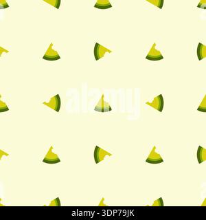Melon sliced seamless pattern on cream background. Vector illustration of fresh cantaloupe melon fruit Stock Vector