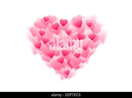 Valentine's Day greeting card or frame, with pink and red blurred hearts sprayed. Love themed banner for Febryary, 14 couples holiday celebration. Stock Vector