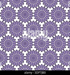 Seamless Purple Gradient Floral Mandala Pattern Stock Vector