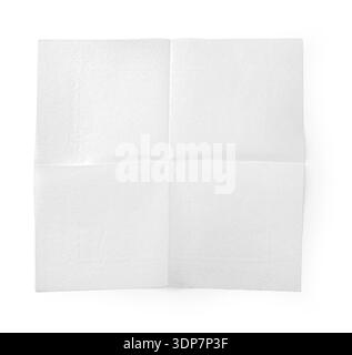 White paper napkin folded four times, isolated on white background Stock Photo