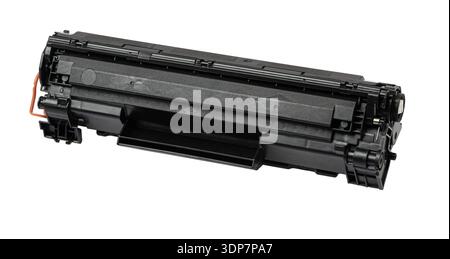 Black toner cartridge for laser printers and multifunction devices, isolated on transparent background Stock Photo