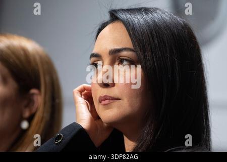 Munich, Germany. 13th Feb, 2026. Nazanin Boniadi, actress, speaks at the Munich Security Conference. Credit: Marijan Murat/dpa/Alamy Live News Stock Photo