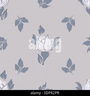 Cute floral seamless pattern. Flower vector illustration background. Print in rustic vintage style, textile or wallpapers. Stock Vector