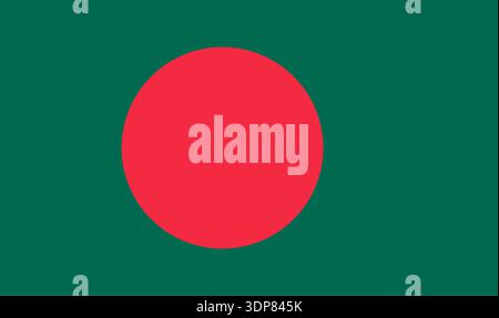 Vector graphic of the Bangladesh flag. Comprised of a green background with a red circle Stock Vector