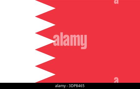 Vector graphic of the Bahrain national flag. Comprised of a red and white serrated pattern Stock Vector