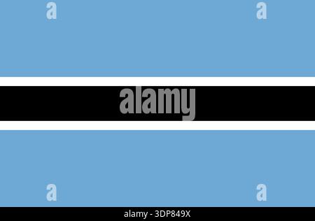 Vector graphic of the Botswana national flag. Comprised of seven blue white and black horizontal stripes Stock Vector