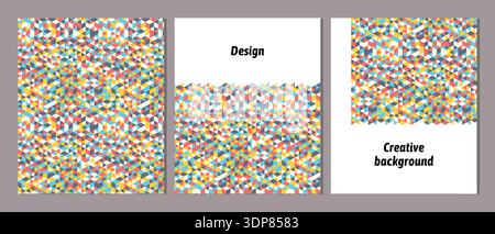 Set of vector cover notebook design. Abstract rainbow minimal triangles halftone template design for notebook paper, copybook brochures, book Stock Vector