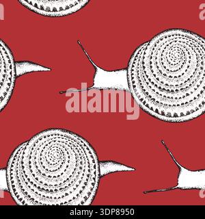 Animal seamless pattern with cartoon cute snails on color background. Cute holiday illustration with garden slug for baby. Design for invitation Stock Vector