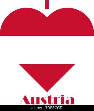 Vector graphic of I Love Austrian flag. Comprised of the words I, a heart containing the Austrian flag and the word Austria Stock Vector