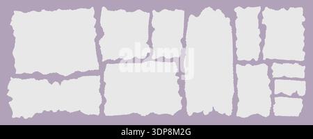 Set of torn white paper with an edge Stock Vector
