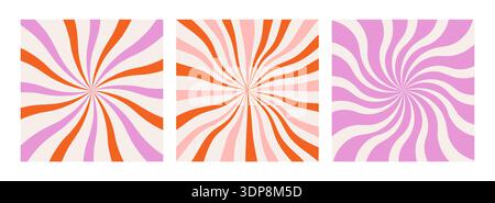 Abstract vintage sunburst art. Cute groovy texture Stock Vector