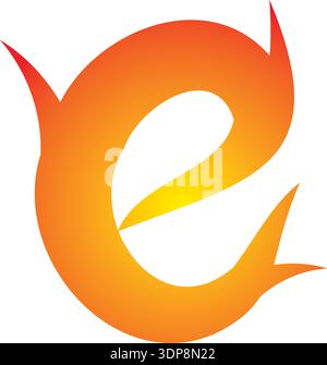 Flame Letter E Fire Logo Stock Vector