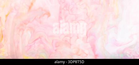 Soft Pink Pastel Watercolor Abstract Background with Delicate Yellow Swirl Pattern Texture Stock Photo
