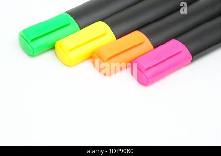 Colored markers for drawing on an isolated white background Stock Photo