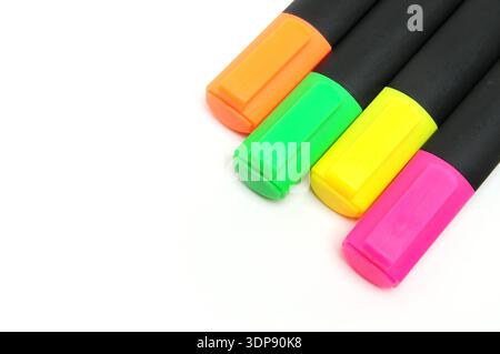 Colored markers for drawing on an isolated white background Stock Photo