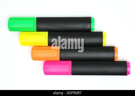 Colored markers for drawing on an isolated white background Stock Photo