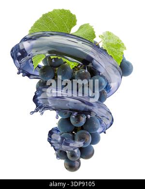 Fresh grapes with juice splash isolated on white background. Clipping Path. Stock Photo