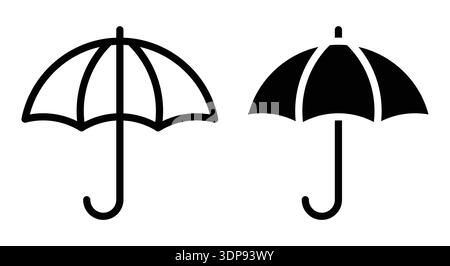 Black and White Umbrella Icons Design for Weather or Rainy Day Themes Stock Vector