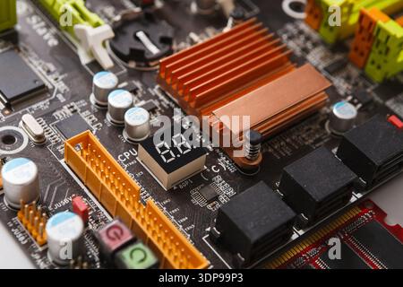 Computer motherboard components close up Stock Photo