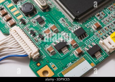 Computer motherboard components close up Stock Photo