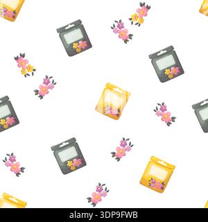 Seamless pattern with cosmetic face masks Stock Vector