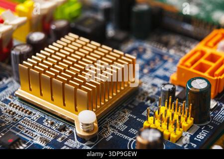 Computer motherboard close-up, repair concept Stock Photo