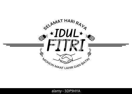 Minimal Eid al Fitri greeting banner with clean typography and simple decorative elements for festive wishes Stock Vector
