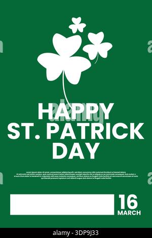 Green St Patricks Day poster featuring bold shamrock and modern festive typography Stock Vector