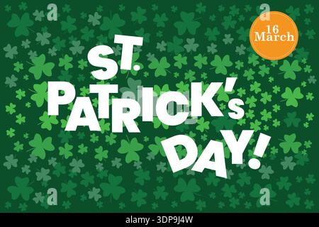 Retro style St Patricks Day background with classic textures and shamrock accents Stock Vector