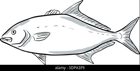 Yellowtail Snapper Drawing Drawing sketch style illustration of a yellowtail snapper Fish Gulf of ...