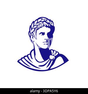 Caesar Roman Emperor Senator Bust Side View Mono Line Art Stock Photo ...