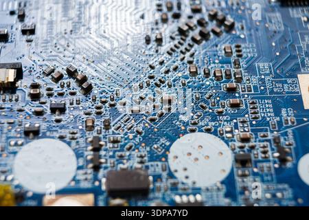 Laptop motherboard microcircuit closeup Stock Photo