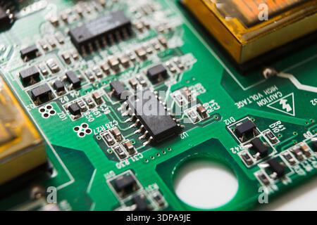 Computer motherboard components close up Stock Photo